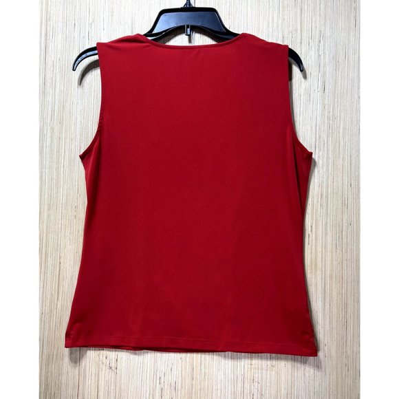 Calvin Klein - Women's Sleeveless Stretch Blouse, Red, Medium - Picture 2 of 13